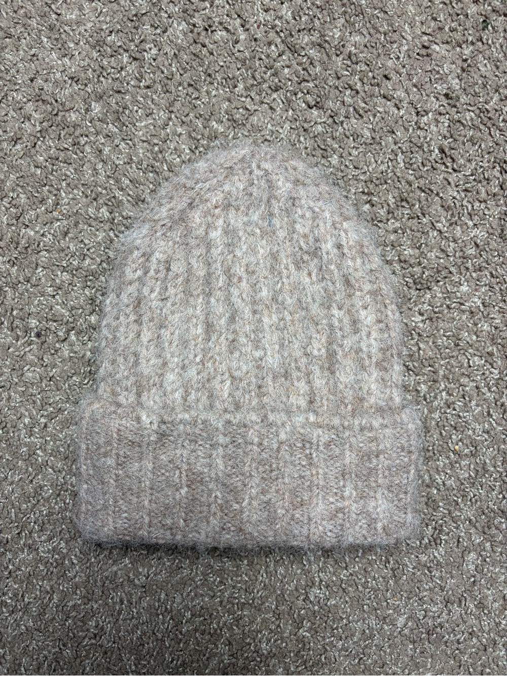 Anthropologie Ribbed wool blend fuzzy winter beanie Size one size